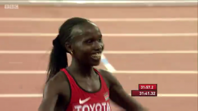 Cheruiyot was all smiles after this one