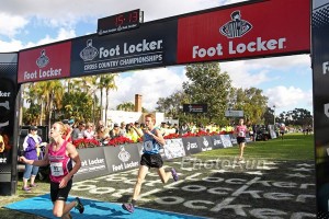 Andrew Hunter (blue) finishes 4th at Foot Locker last year. 