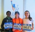 Sally Kipyego, Alana Hadley and Laura Thweatt in advance of the 2015 TCS New York City Marathon (photo by Chris Lotsbom for Race Results Weekly)