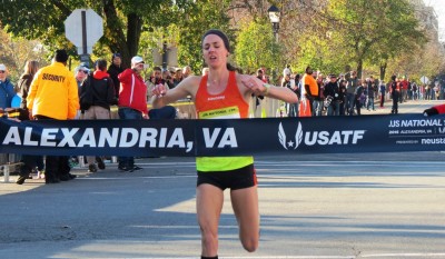 Molly Huddle wins her 21st USA title at the 2015 .US 12-K National Road Racing Championships in Alexandria, Va., in 38:36 (photo by Jane Monti for Race Results Weekly)