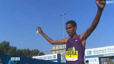 Tesfaye Abera celebrates