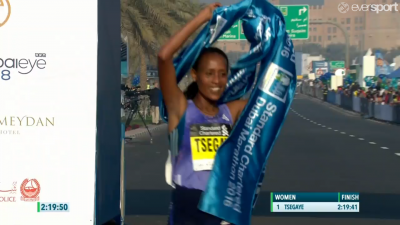 Tirfi Tsegaye had plenty of reason to celebrate after this one