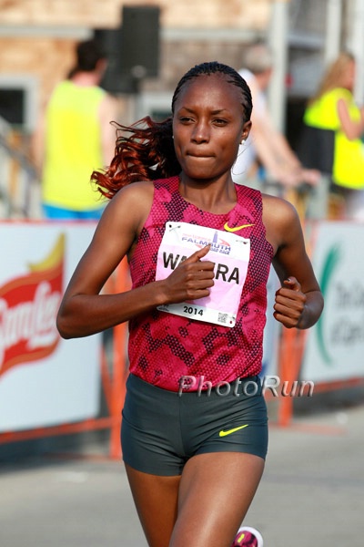 Mary Wacera at Falmouth in 2014