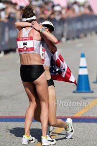 Amy Cragg Helps Shalane Flanagan at Finish