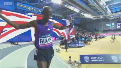 Farah celebrates his victory