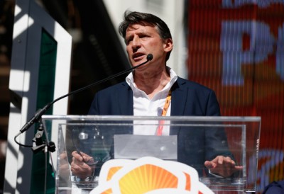 Coe delivers his opening remarks in Portland on Thursday afternoon. © Getty Images for IAAF