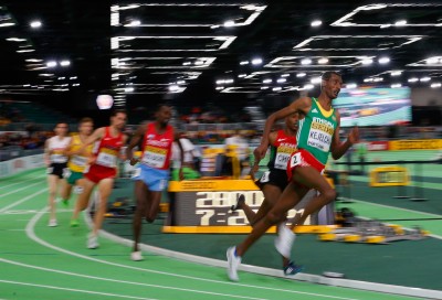 Kejfelcha Made Everyone Else Including Ryan Hill a blue behind him (Photo by Christian Petersen/©Getty Images for IAAF) 