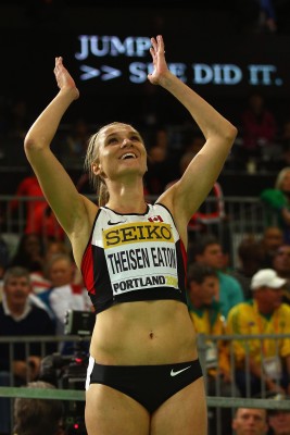 Brianne Celebrates (Photo by Ian Walton/Getty Images for IAAF)"