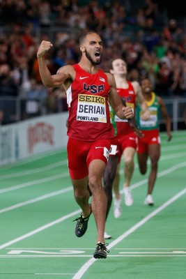 Berian won World Indoors in a Nike singlet (but New Balance spikes) © Getty Images for IAAF 