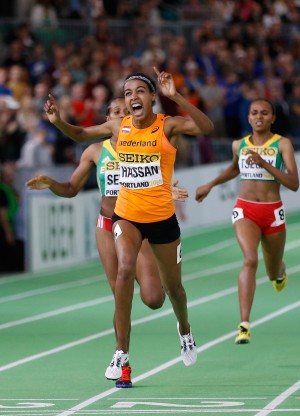 Hassan earning World Indoor gold last year (Photo by Christian Petersen/Getty Images for IAAF)"