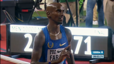 Farah wagged his finger at the finish to swat away all challengers