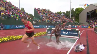 Bayer, Kebenei and Cabral on the last water jump