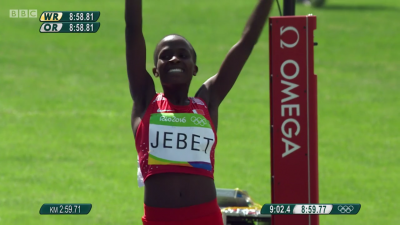 Ruth Jebet celebrates