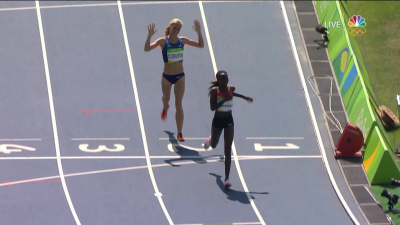 Emma Coburn gets her medal