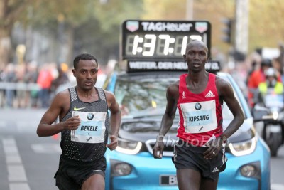 Bekele and Kipsang side by side