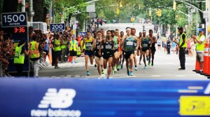 Matthew Centrowitz and Colby Alexander lead the men's pro field at the 2016 New Balance Fifth Avenue Mile (photo by Jane Monti for Race Results Weekly)