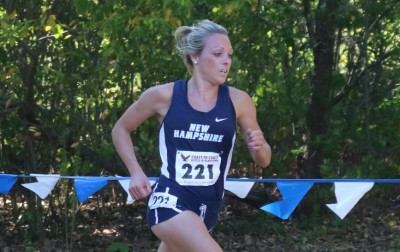 New Hampshire's Elinor Purrier winning the 2016 BC Coast to Coast Battle in Beantown cross country meet (photo by Chris Lotsbom for Race Results Weekly)