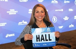 PHOTO: Sara Hall in advance of the 2016 TCS New York City Marathon (photo by Chris Lotsbom for Race Results Weekly)