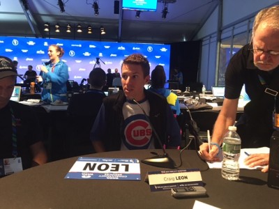 Cubs fan Leon was sporting his team pride after Chicago's historic World Series victory on Wednesday night