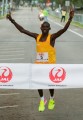 Lawrence Cherono winning the 2016 Honolulu Marathon in a course record 2:09:39. Photo By Eugene Tanner/Honolulu Marathon