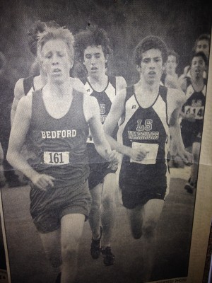 Update: An LRC visitor has sent us this photo of Jon (left) racing his son in high school