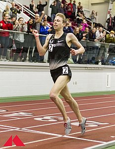 Galen Rupp at the end of his 8:07.41 2-mile AR in 2014. More Rupp AR Photos.