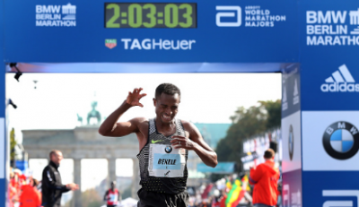 Bekele after winning in Berlin.