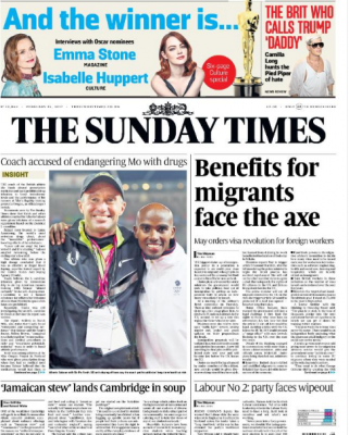 Sunday Times Cover on Sunday