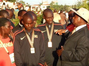 Ugandan Yoweri Museveni Talks to Joshua Cheptegei