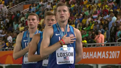 Cas Loxsom on the medal stand