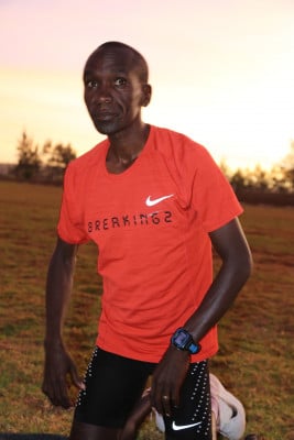 Kipchoge before a workout in Eldoret in March. Photo courtesy Jean-Pierre Durand for the IAAF,