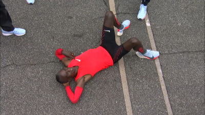 Kipchoge after the finish