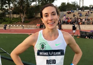 Sheila Reid after winning the 1500m in 4:07.07 at the 2017 USATF Distance Classic in Los Angeles, on May 18 (photo by David Monti for Race Results Weekly)