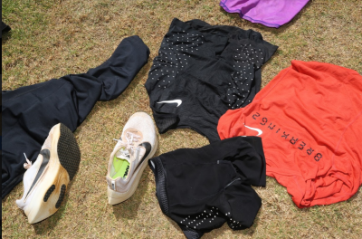 Kipchoge's Breaking2 gear drying in the sun. Photo courtesy Jean-Pierre Durand for the IAAF.