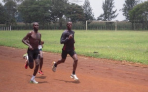 Biwott sent us this photo of himself, Wanjiru, and Maritim training in 2010