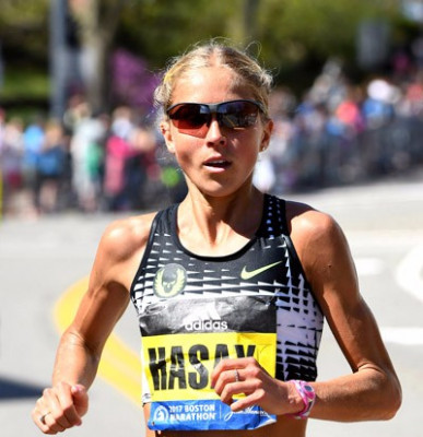 Hasay ran great in her marathon debut in Boston in April