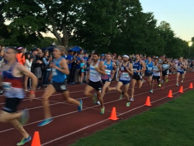 The marquee event of the night, the men's Adro Mile