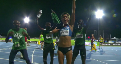 Lagat, Chelimo, Garcia, and Lomong Celebrate for Cameras