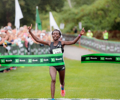 Keitany claiming one of her many road victories at Beach to Beacon last summer