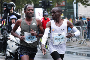 Adola was so new to the marathon Kipchoge had to tell him to follow the blue line