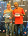 Shalane Flanagan and Meb Keflezighi at the pre-race press conference in Los Angeles for the 2016 USA Olympic Team Trials Marathon last February (photo by Jane Monti for Race Results Weekly) 