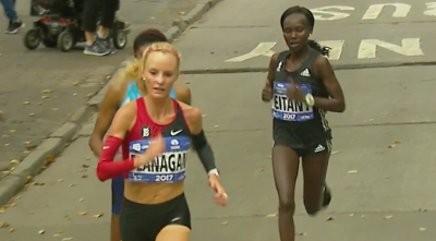 Flanagan beat the #1 marathoner in the world Keitany