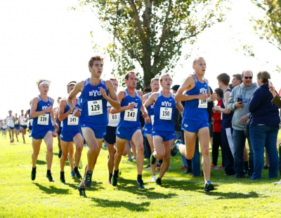 A sea of blue near the front has become a familiar sight in BYUs races this year