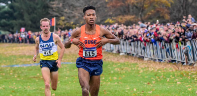 Justyn Knight wins. Photo via@CuseXCTF 