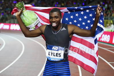 Lyles after winning the Diamond League 200m title in Brussels last year