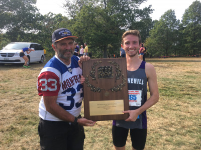 Mahon with Dan Gordon after Stonehill won this year's New England Collegiate Championship