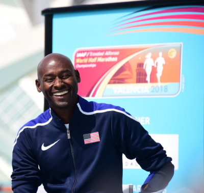 Bernard Lagat at today's press conference. Photo via @urimiscot