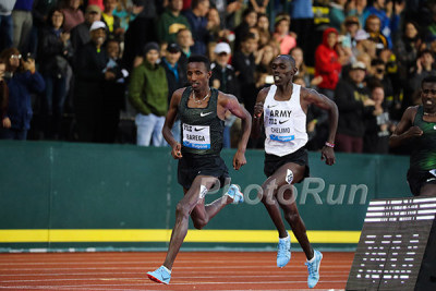 Chelimo taking on Selemon Barega at the Pre Classic