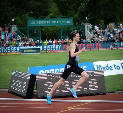 Jakob Ingebrigtsen in the last 100. (Photo via LRC visitor Tim Healy)