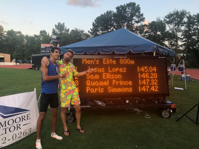 Milner with Lopez, who set the Mexican 800m record at the meet